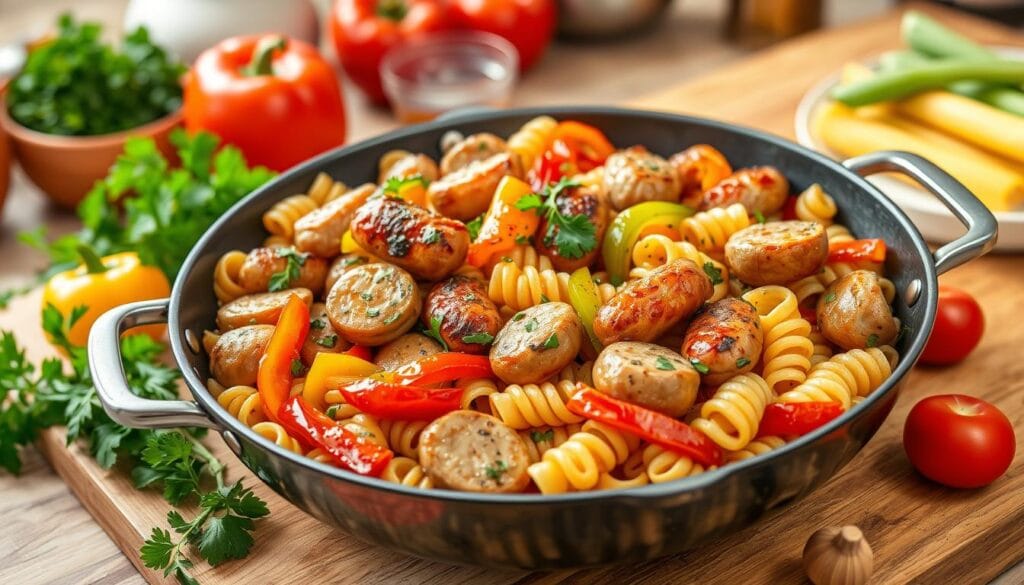 One-Pan Chicken Apple Sausage Pasta