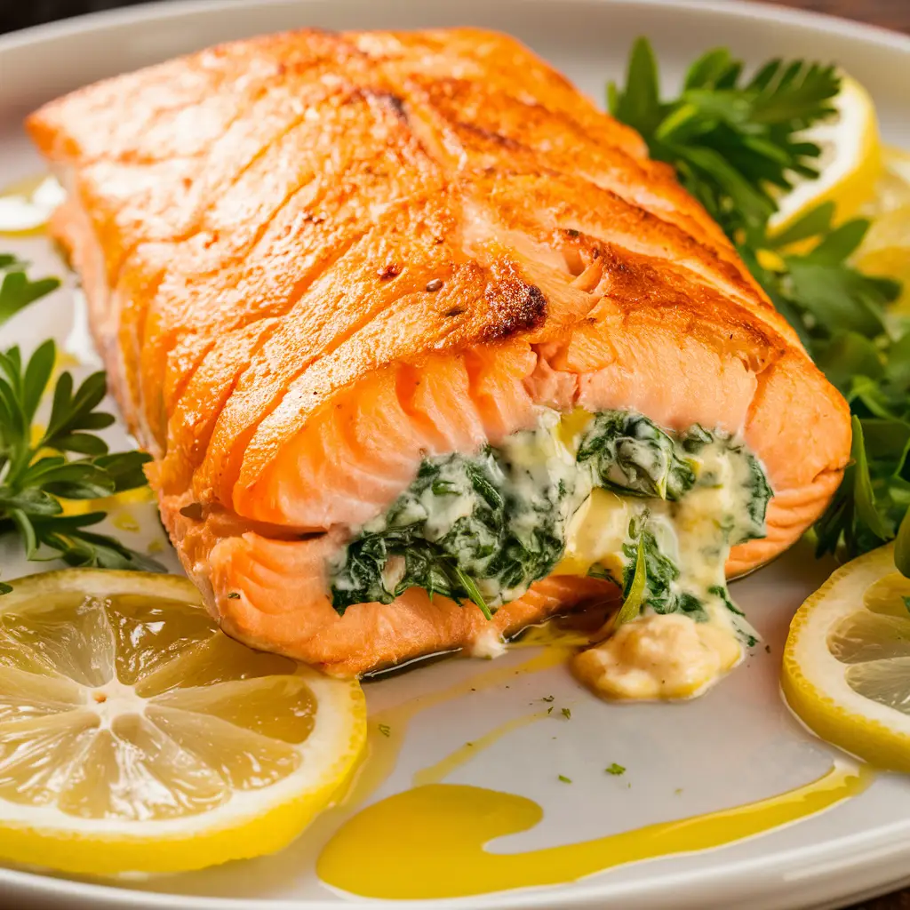 stuffed salmon with spinach and cream cheese