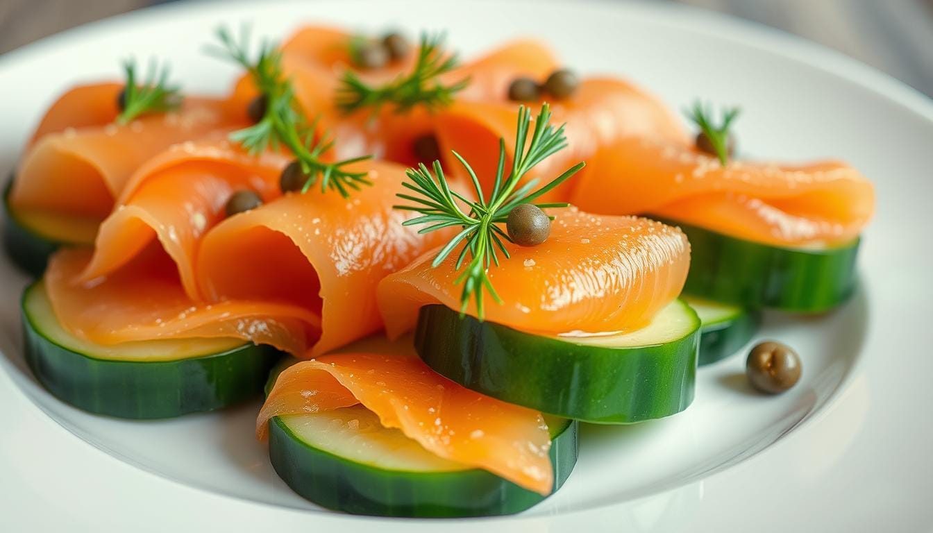 chatelaine smoked salmon roll on cucumber recipe