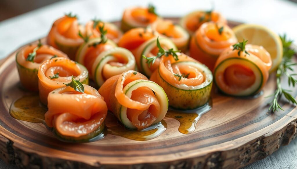 chatelaine smoked salmon roll on cucumber recipe