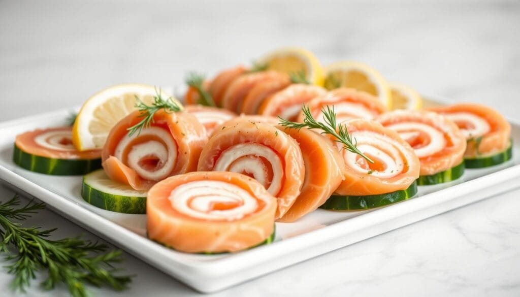 smoked salmon and cucumber appetizer