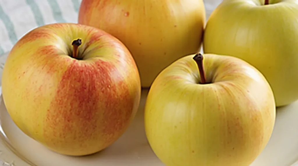 Bright red and yellow Honeycrisp apples stacked in a bowl, showcasing their crisp texture and juicy sweetness