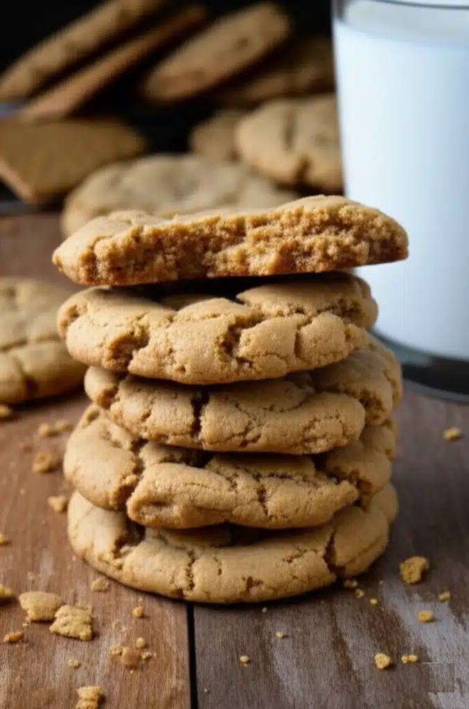  Golden-brown Graham Cracker Cookies recipe arranged on a white plate, showcasing their crumbly texture and sprinkled with cinnamon sugar.
